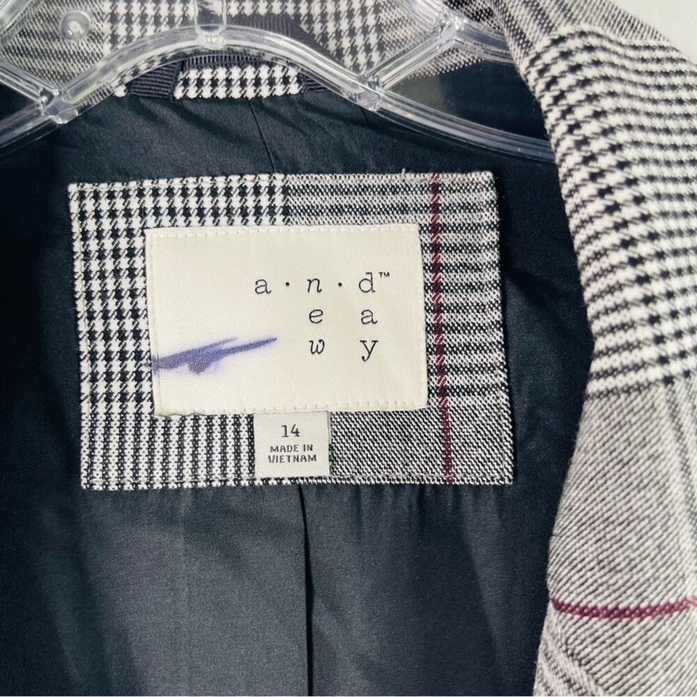 A New Day black white burgundy plaid houndstooth preppy boyfriend blazer 14 - Picture 5 of 7